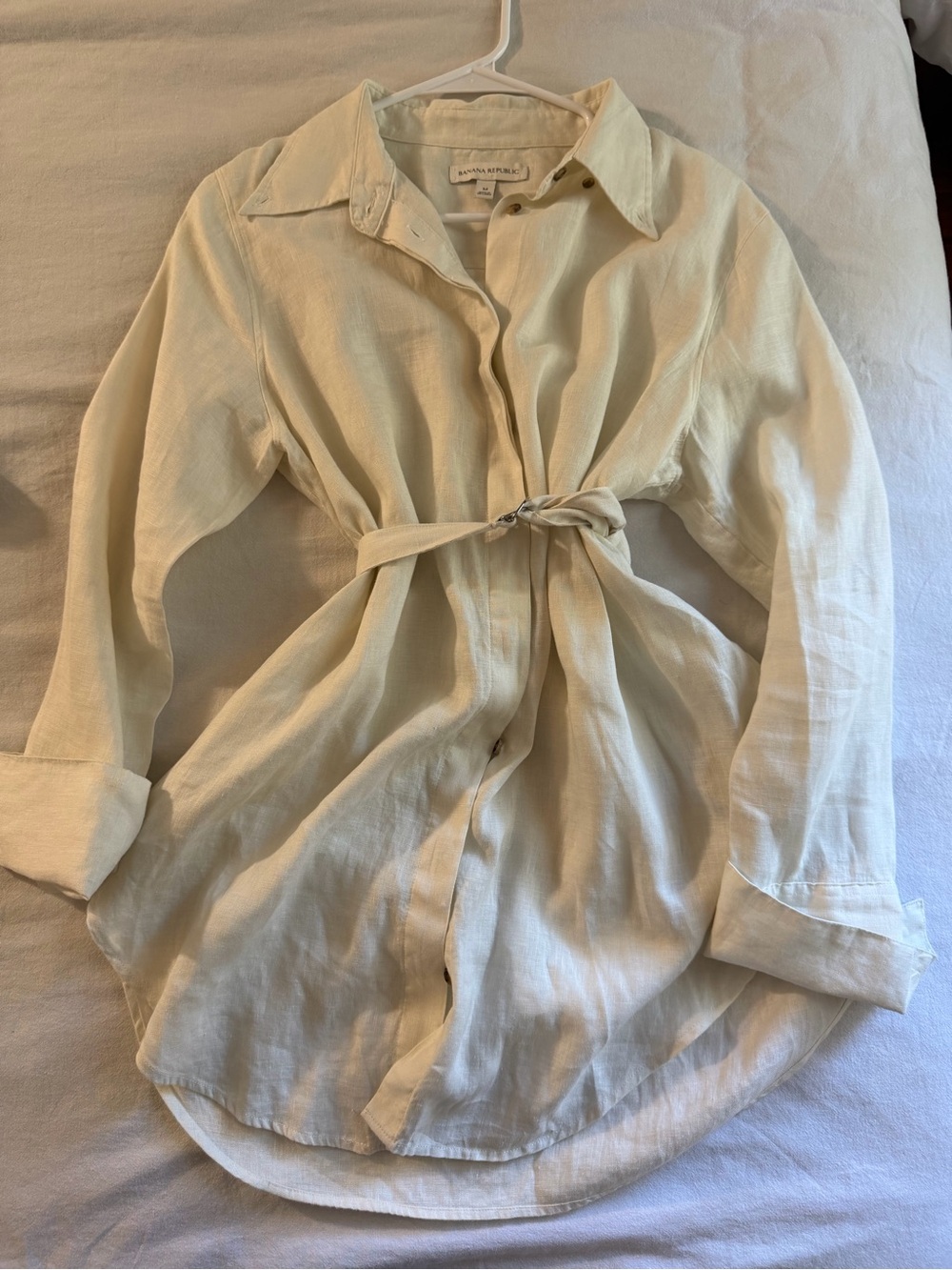 Banana Republic Tie-Waist Linen Shirt Jacket - Cream